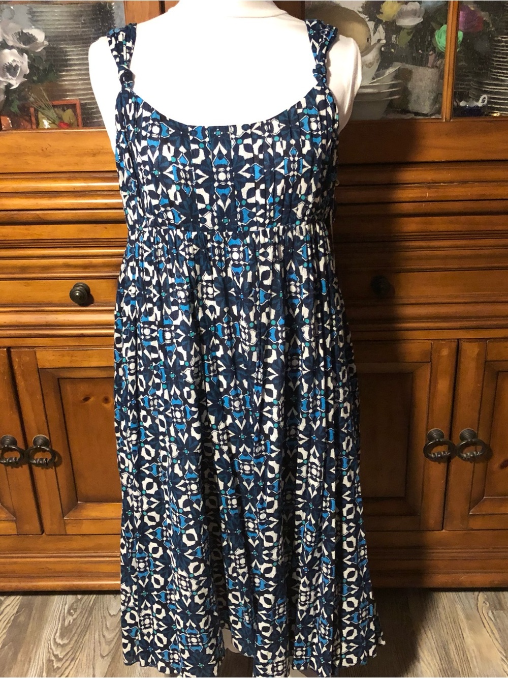 NWT Alfani Navy Blue and Teal Abstract Print Sundress